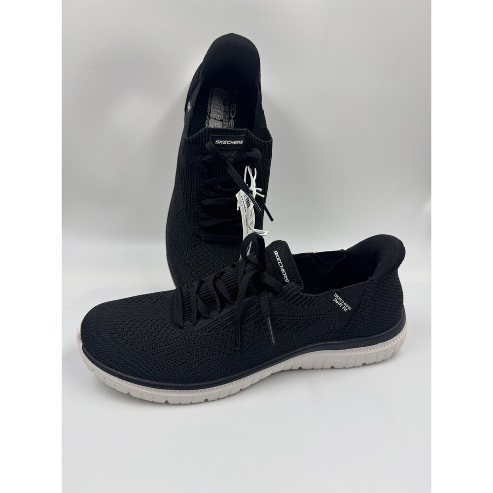 New Skechers Women Black Virtue Swift Fit Sneaker Hands Free Memory Foam 10